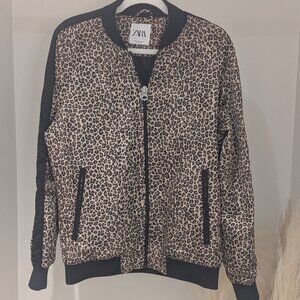 Zara Leopard Print Bomber Jacket (M)
